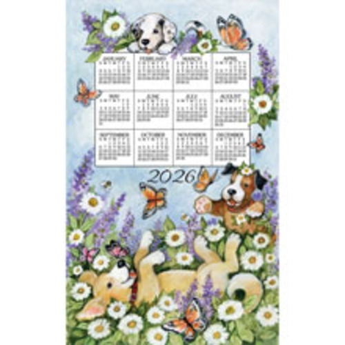 2026 Calendar Towel (3567) Playful Puppies (Shipping in June)