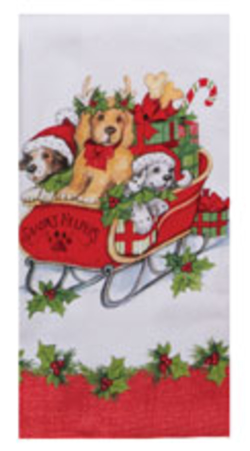 Kay Dee (H6756) Bowie Wowie CHristmas Sleigh Ride Dual Purpose Terry Towel