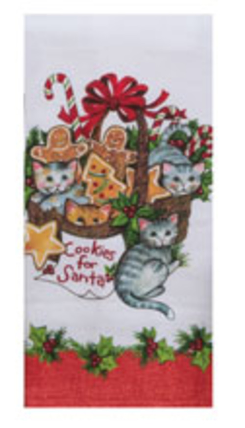 Kay Dee (H7006) Meowy Christmas Basket Dual Purpose Terry Towel