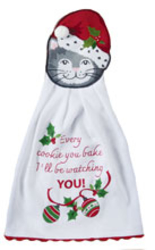 Kay Dee (H7008) Meowy Christmas Hang-Ups Towel