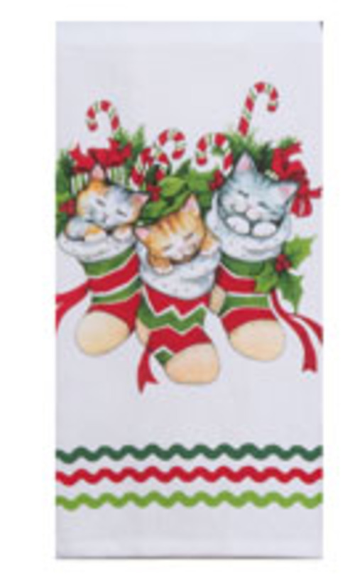 Kay Dee (H7010) Meowy Christmas Stocking Dual Purpose Terry Towel