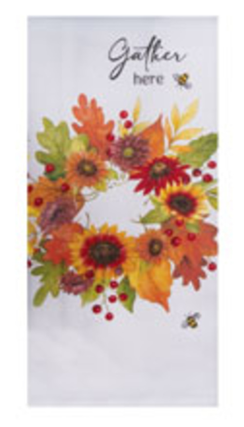 Kay Dee (H7126) Harvest Sunflower Gather Wreath Dual Purpose Terry Towel