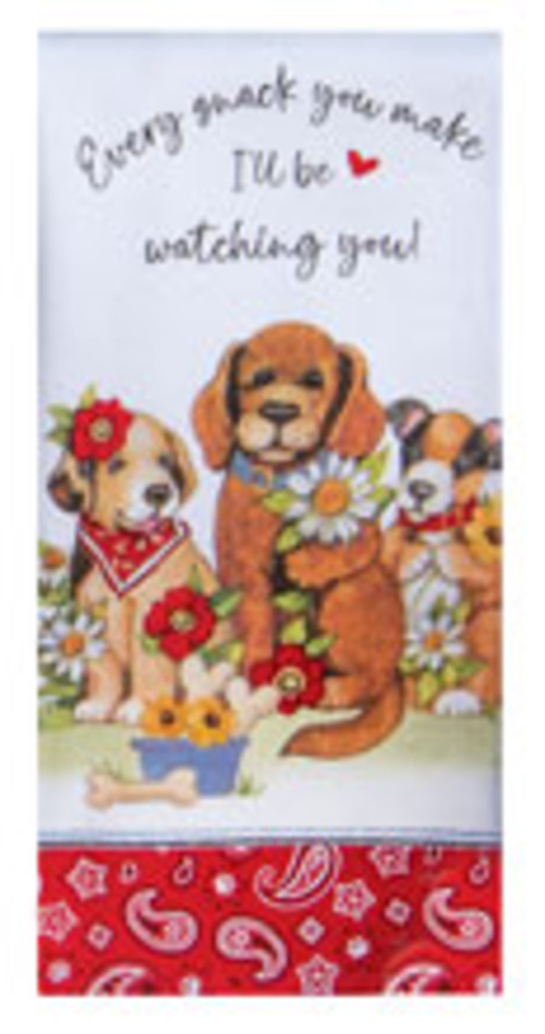 Kay Dee (R8253) Playful Puppies Watching You Dual Purpose Terry Towel