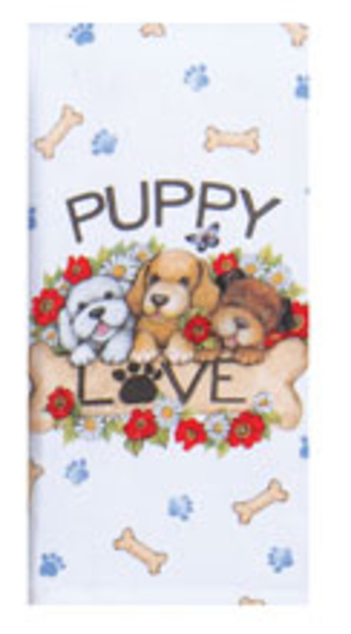 Kay Dee (R8258) Playful Puppies Love Dual Purpose Terry Towel